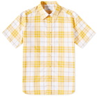 Burberry Men's Short Sleeve Caxton Check Shirt in Chalk Yellow Ip Check