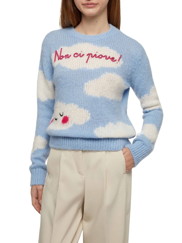 Photo: MC2 Saint Barth Woman Crewneck Soft Sweater With Non Ci Piove Embroidery