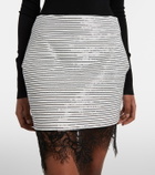 Jacques Wei Lace-trimmed sequined cotton miniskirt