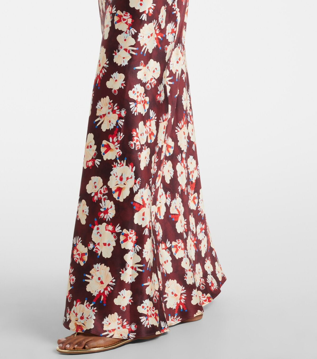 Rabanne Chain-detail floral silk maxi dress