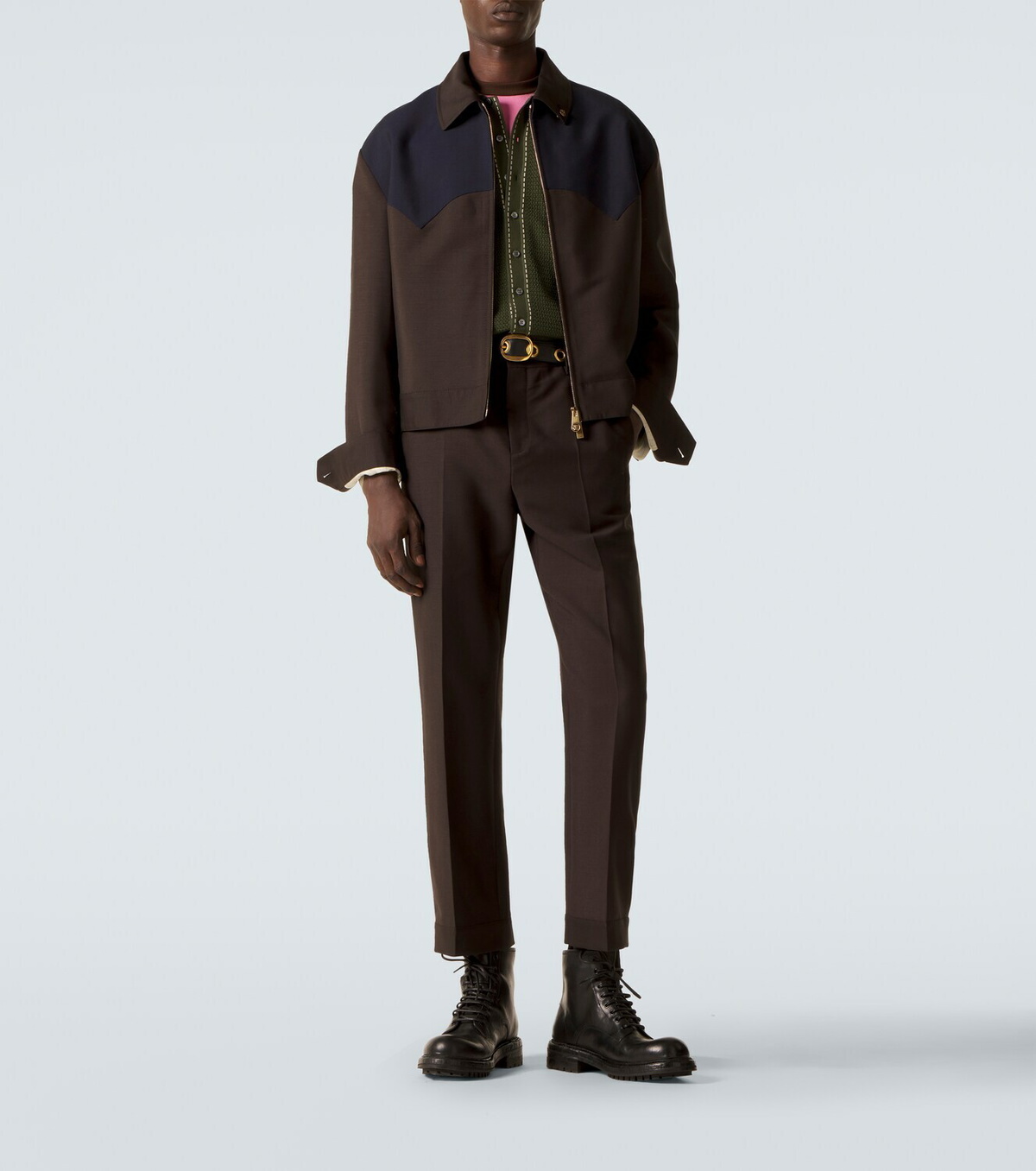 Versace Cropped wool and mohair straight pants