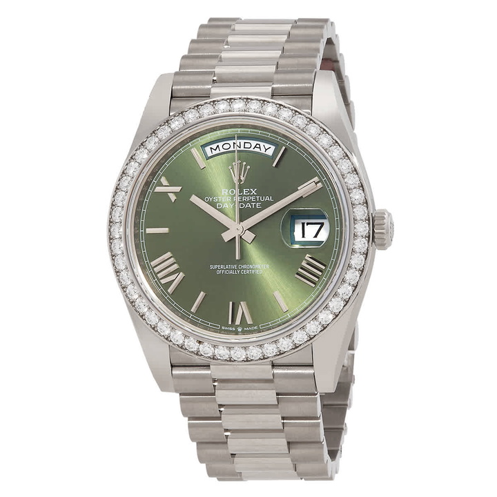 Photo: Rolex Day Date 40 Automatic Green Dial Mens 18kt White Gold President Watch 228349GNRP
