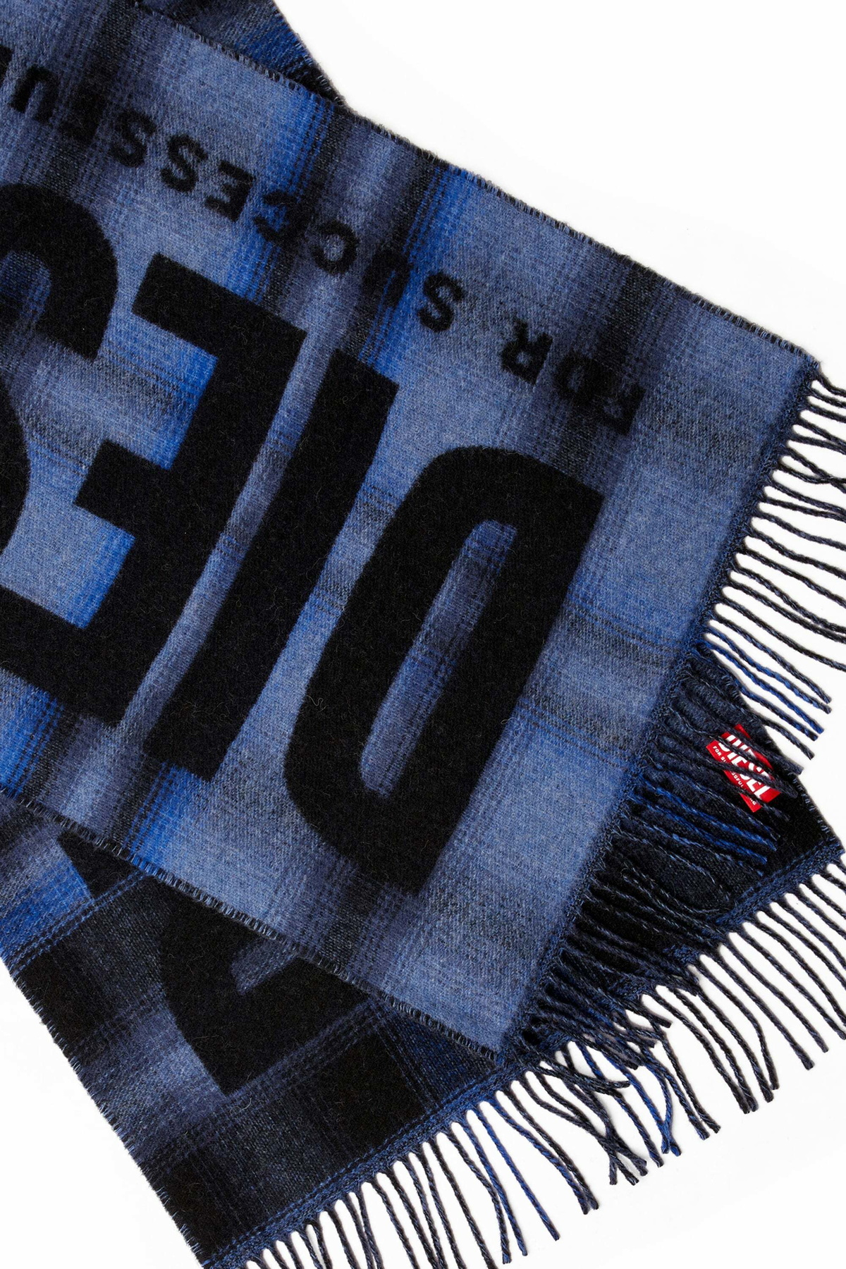 Diesel Wool-blend scarf with check pattern - Scarf Mens in Blue