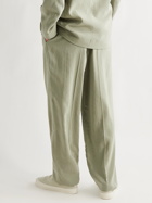 LEMAIRE - Belted Pleated Silk-Blend Trousers - Green - IT 52