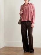 Small Talk - Striped Checked Voile Shirt - Red