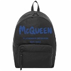 Alexander McQueen Men's Graffitti Logo Backpack in Black/Ultramarine