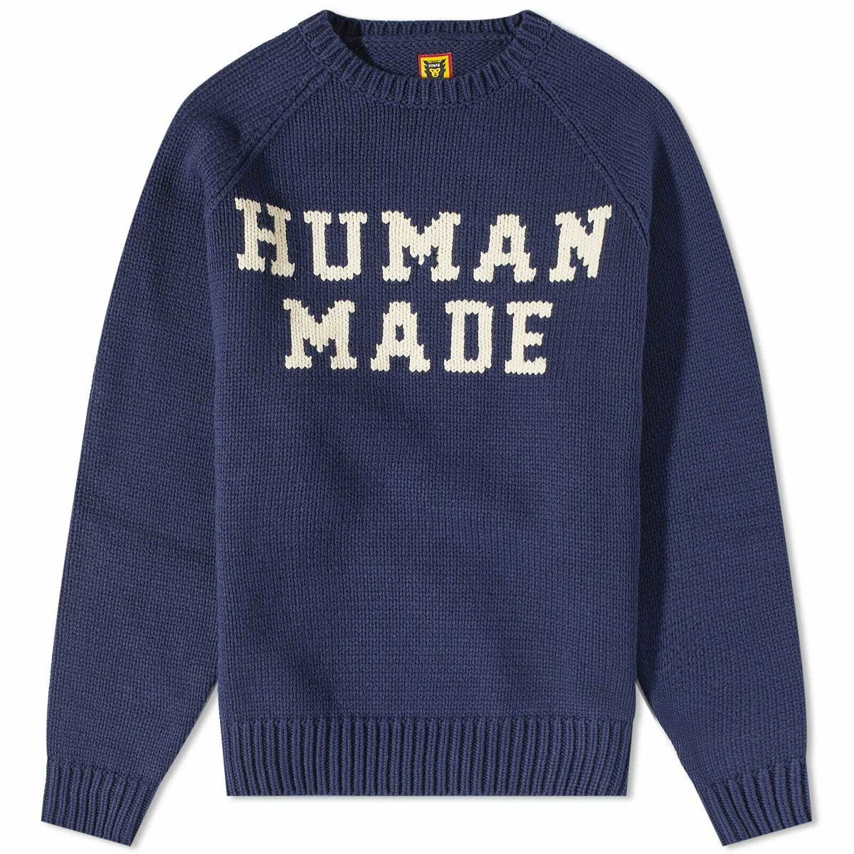 Human Made Men's Bear Raglan Knit Sweater in Navy