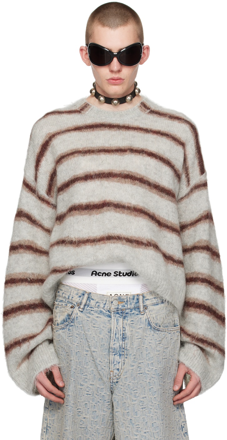 Photo: Acne Studios Gray & Brown Stripes Sweater