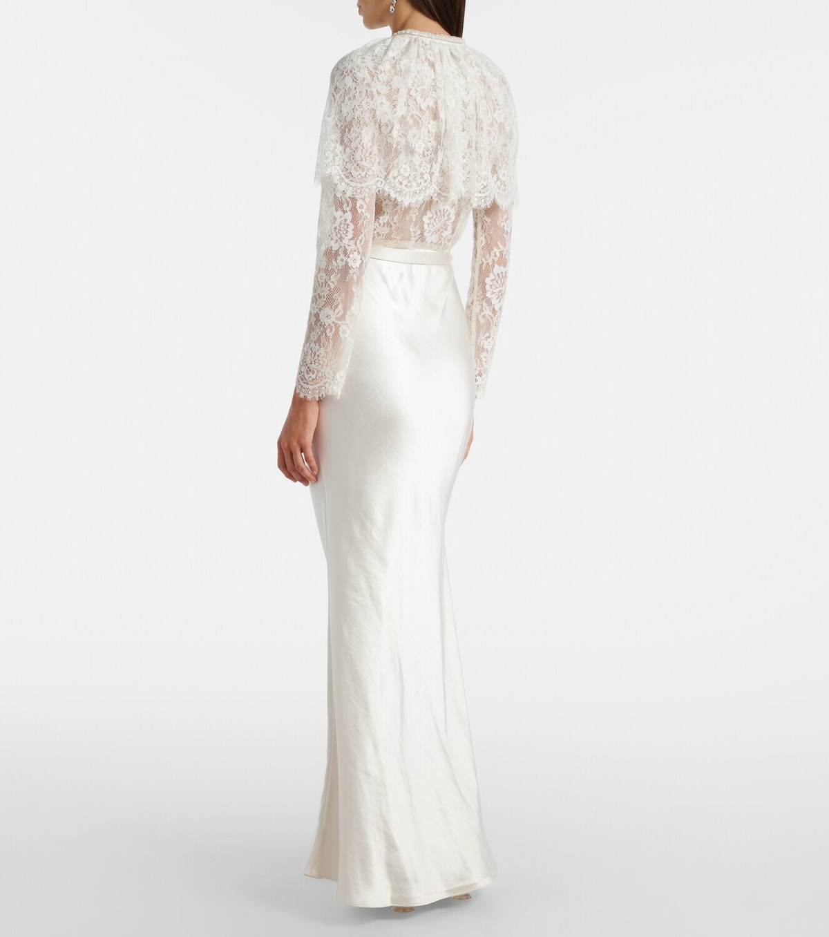 Self-Portrait Caped lace and satin maxi dress