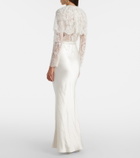 Self-Portrait Caped lace and satin maxi dress