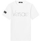 Versace Women's Logo T-Shirt in White/Crystal