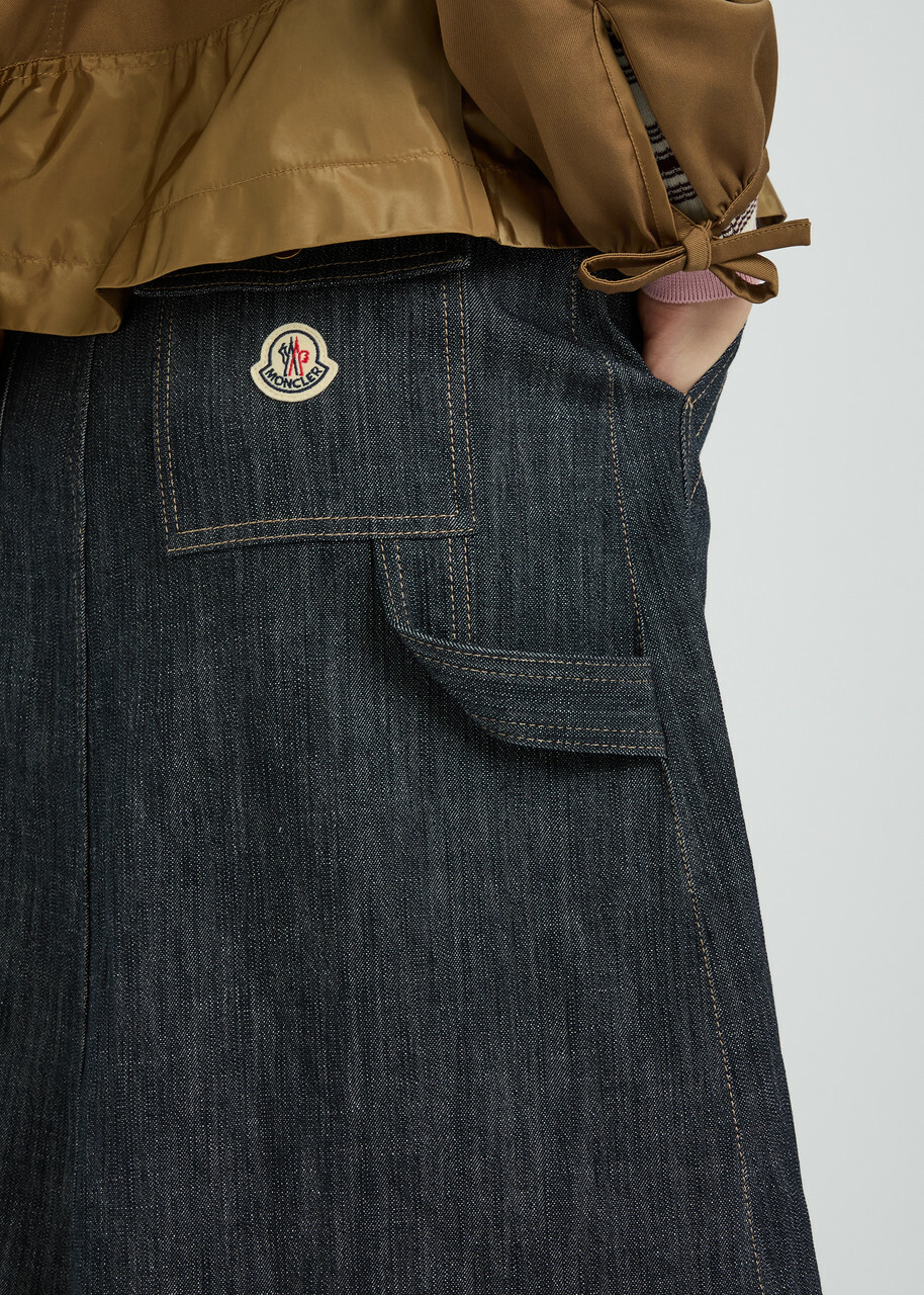 Moncler Belted Stretch-denim Midi Skirt