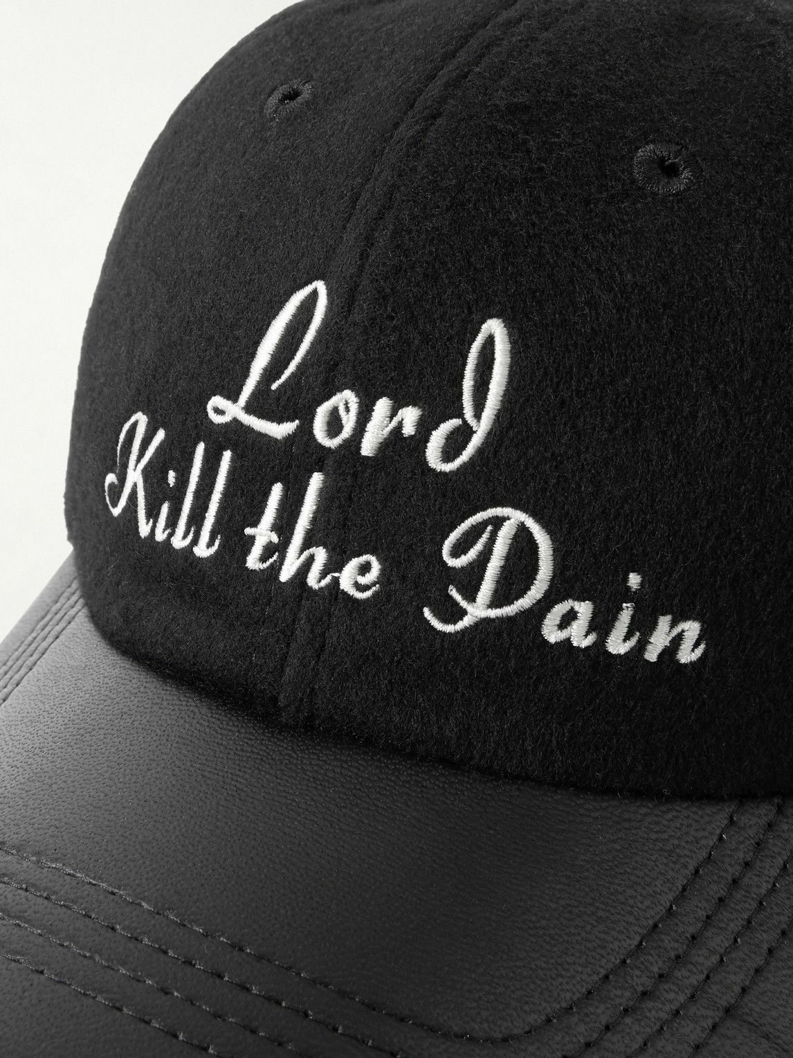 Enfants Riches Déprimés - Lord Kill The Pain Leather-Trimmed Embroidered Wool and Cashmere-Blend Baseball Cap