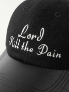 Enfants Riches Déprimés - Lord Kill The Pain Leather-Trimmed Embroidered Wool and Cashmere-Blend Baseball Cap