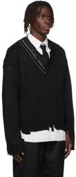 C2H4 Black Distressed Layered Sweater