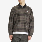 Awake NY Men's Plaid Flannel Zip Overshirt in Brown