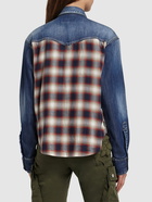 DSQUARED2 Denim & Tartan Shirt W/ Crystal Fringe