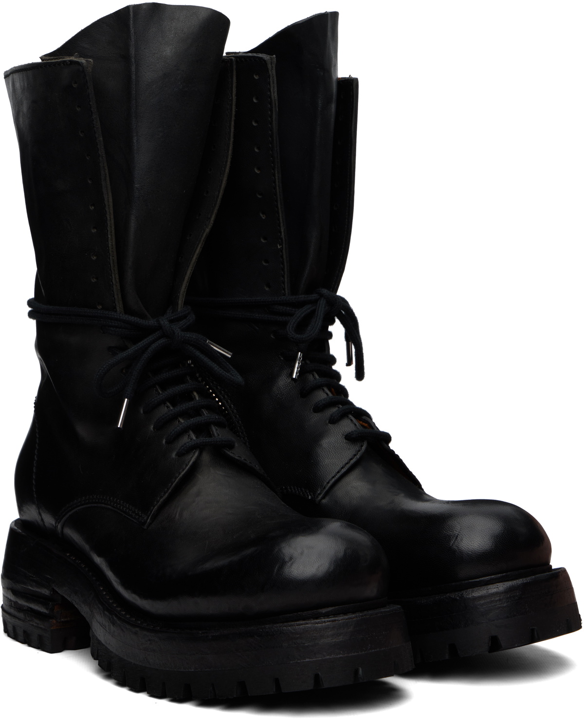A DICIANNOVEVENTITRE Black Horse Luke High Biker Boots