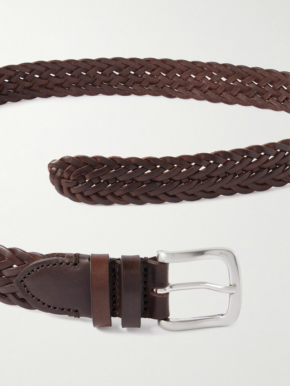Mr P. - 3cm Woven Leather Belt - Brown