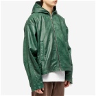 Cole Buxton Men's Hooded Leather Jacket in Cracked Green