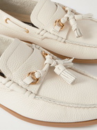 TOM FORD - Robin Tasselled Full-Grain Leather Boat Shoes - Neutrals