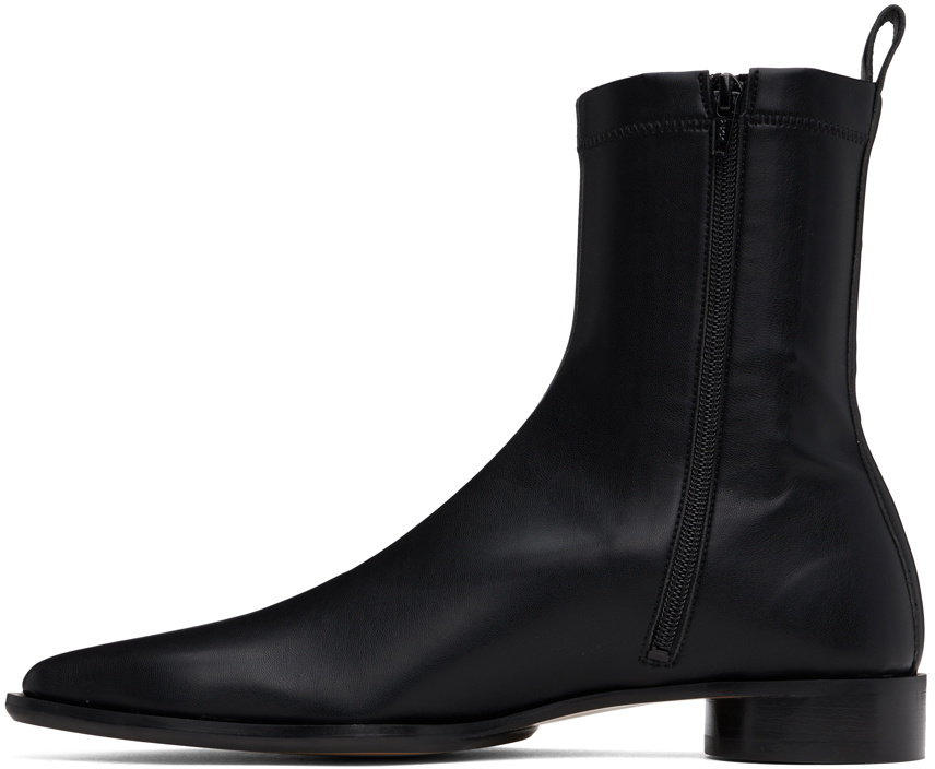 MM6 Maison Margiela Black Zip Leather Boots MM6 Maison Margiela