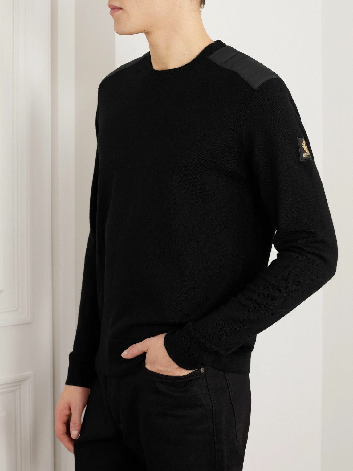 Belstaff - Kerrigan Ribbed Panelled Merino Wool Sweater - Black