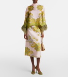 La DoubleJ Make An Exit feather-trimmed silk twill top