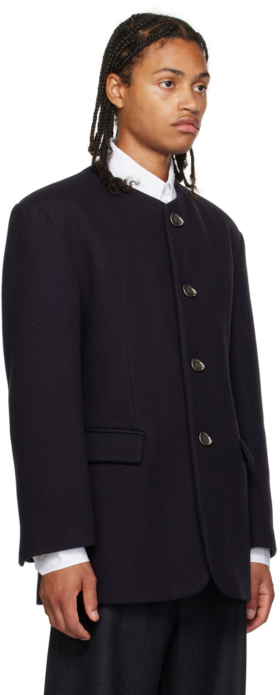 T/SEHNE Purple Collarless Coat