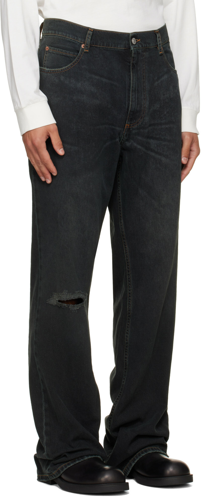 MM6 Maison Margiela Navy Straight-Leg Jeans