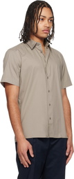 Hugo Taupe Relaxed-Fit Stretch Cotton Shirt
