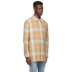 Solid Homme Beige and Blue Plaid Shirt