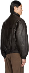 LEMAIRE Brown Boxy Leather Jacket