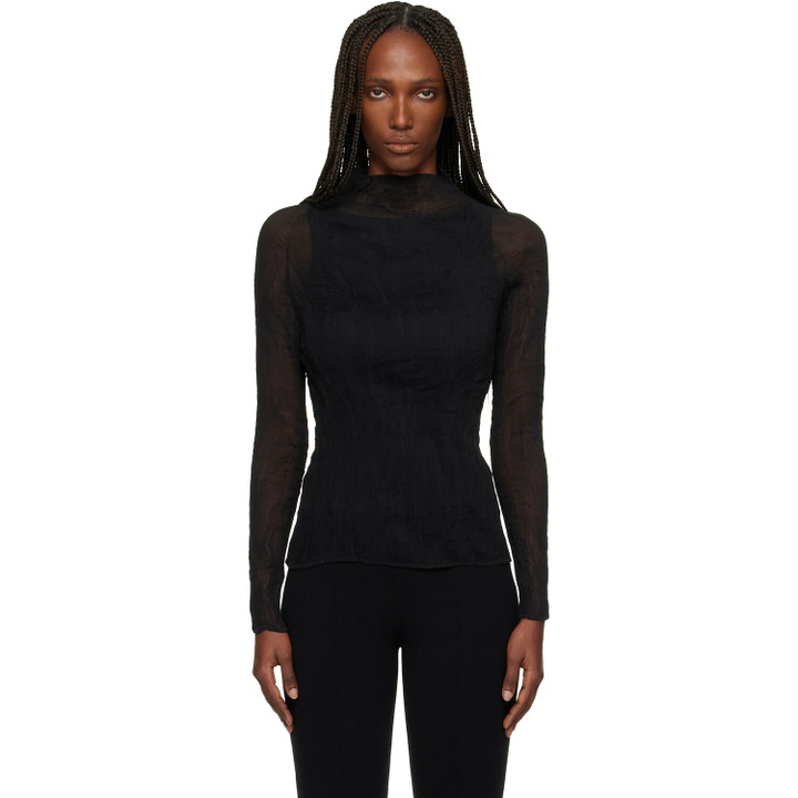 Photo: ISSEY MIYAKE Black Chiffon Twist Top