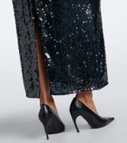 Erdem Floral-appliqué sequined midi skirt