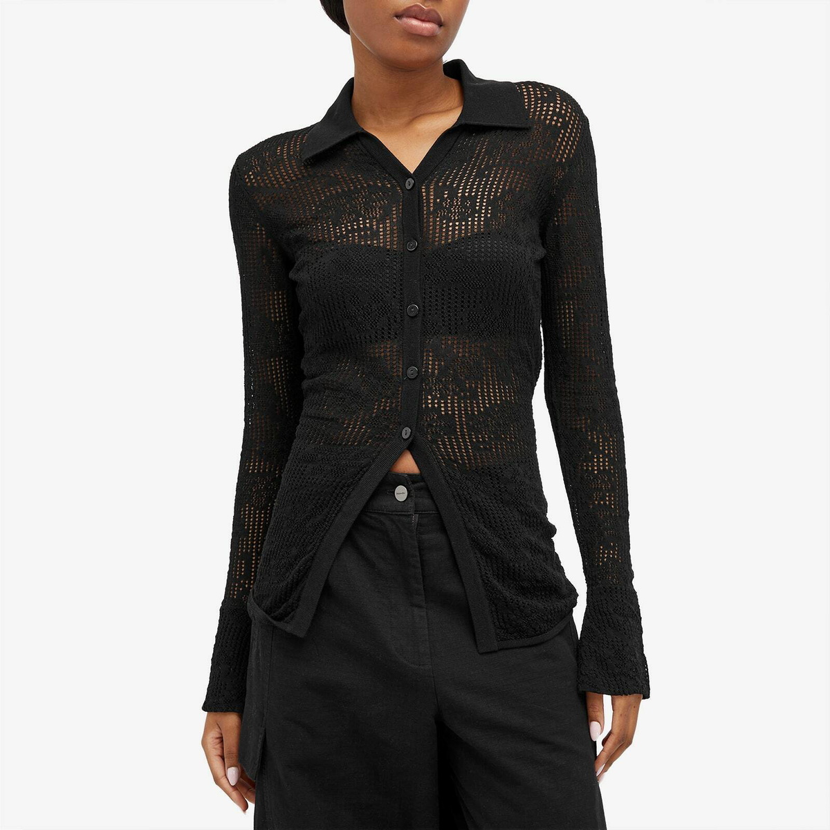 Holzweiler Women's Lace Knit Shirt in Black Holzweiler Holzweiler Women's Lace Knit Shirt in Black Holzweiler