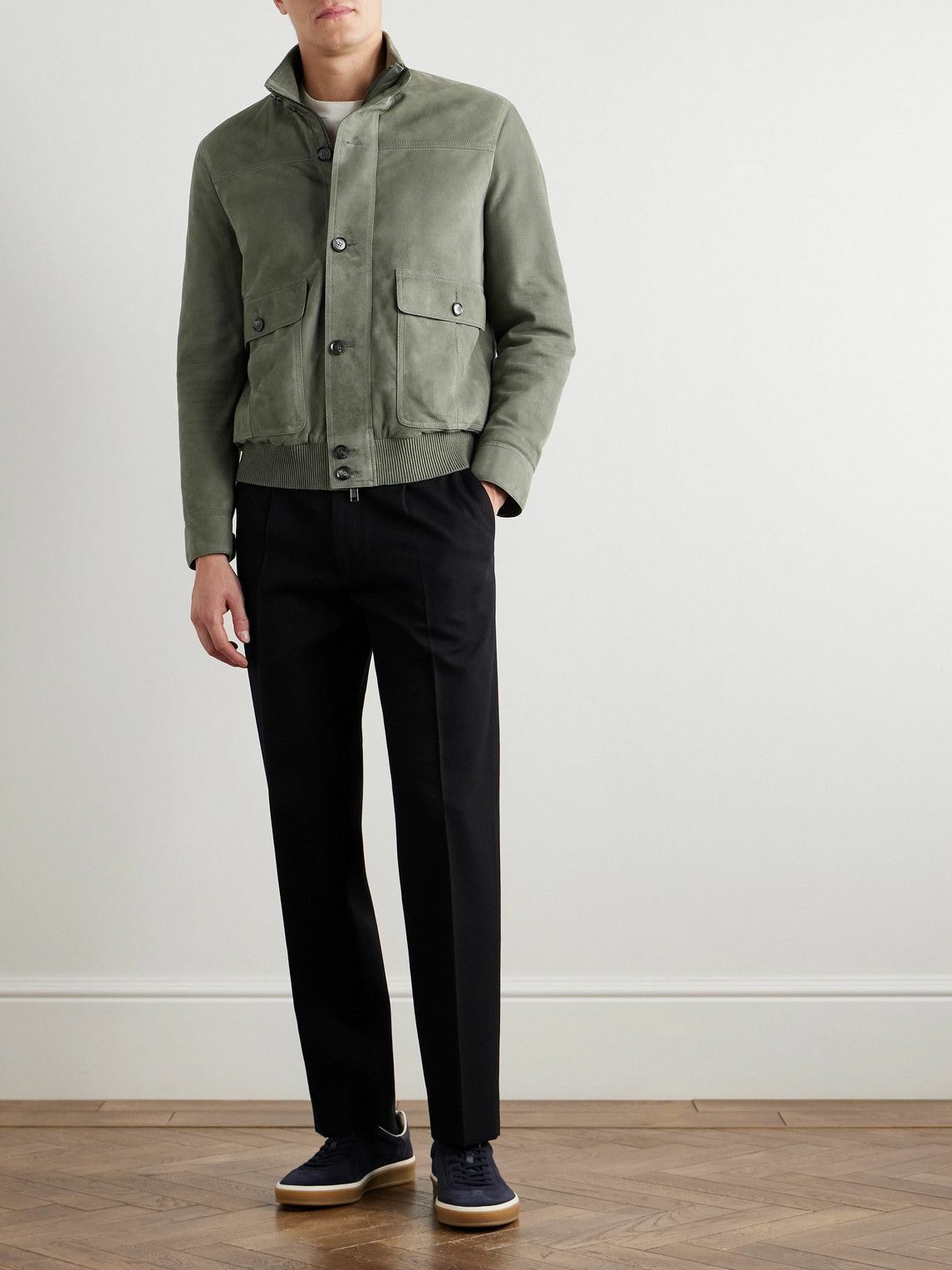 Brioni - 75 Padded Suede Blouson Jacket - Green