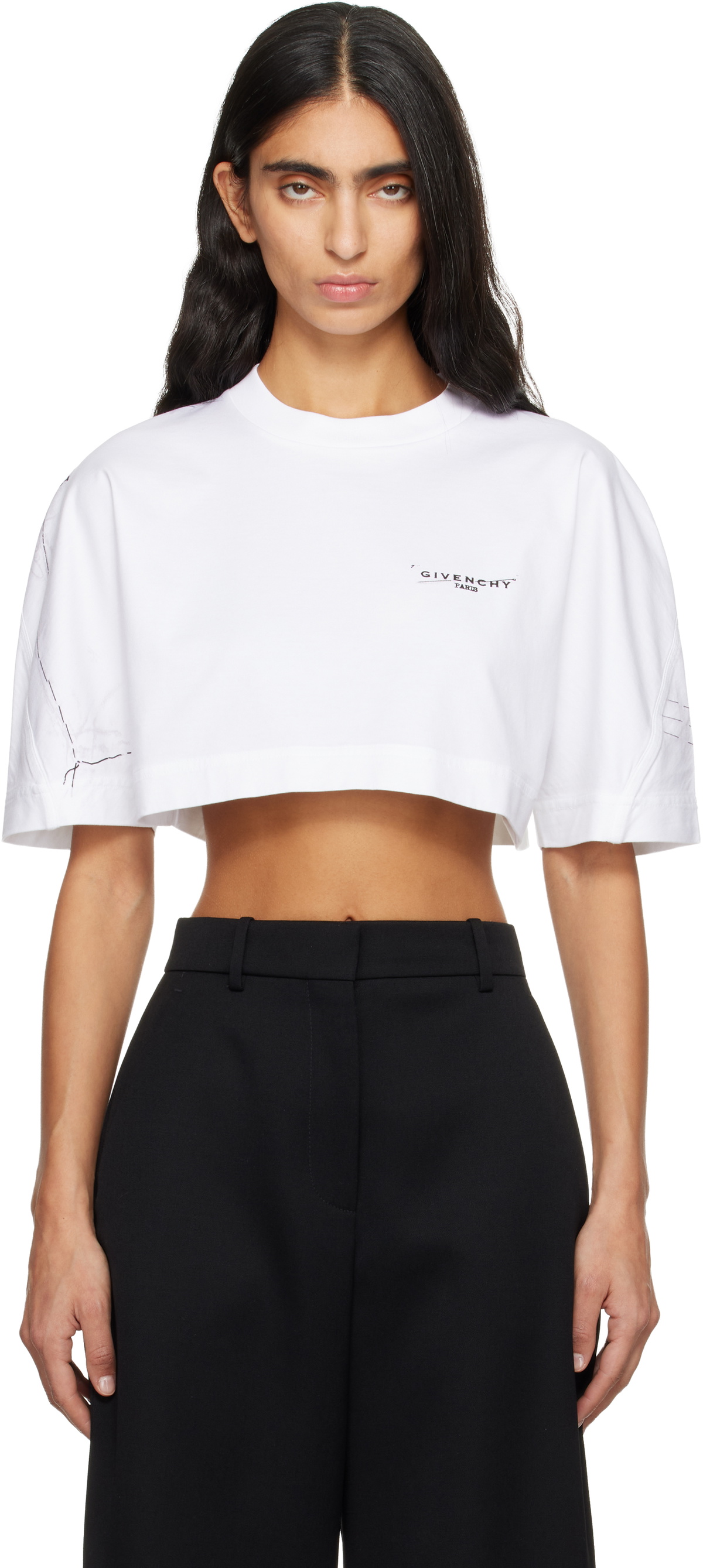 Givenchy White Cropped Cocoon T-shirt