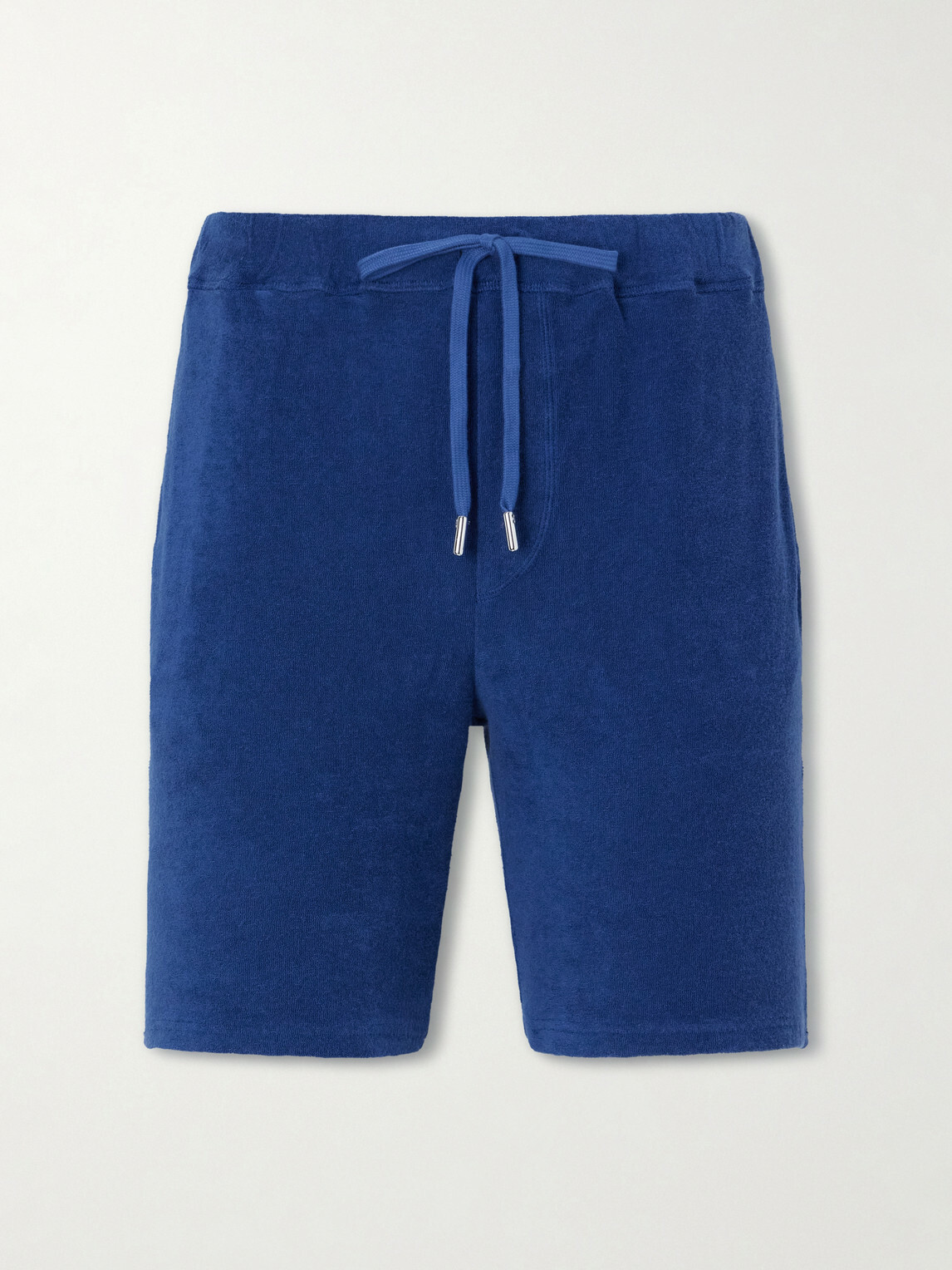 FEDELI - Slim-Fit Cotton-Terry Drawstring Shorts - Blue