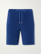 FEDELI - Slim-Fit Cotton-Terry Drawstring Shorts - Blue