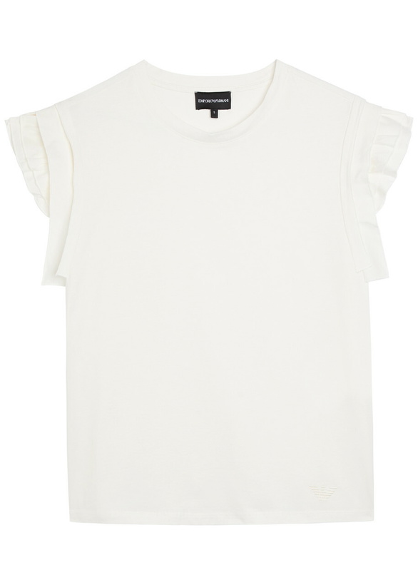 Photo: Emporio Armani Ruffled Cotton T-shirt Cream