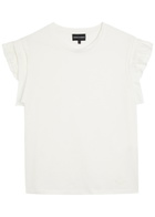 Emporio Armani Ruffled Cotton T-shirt Cream