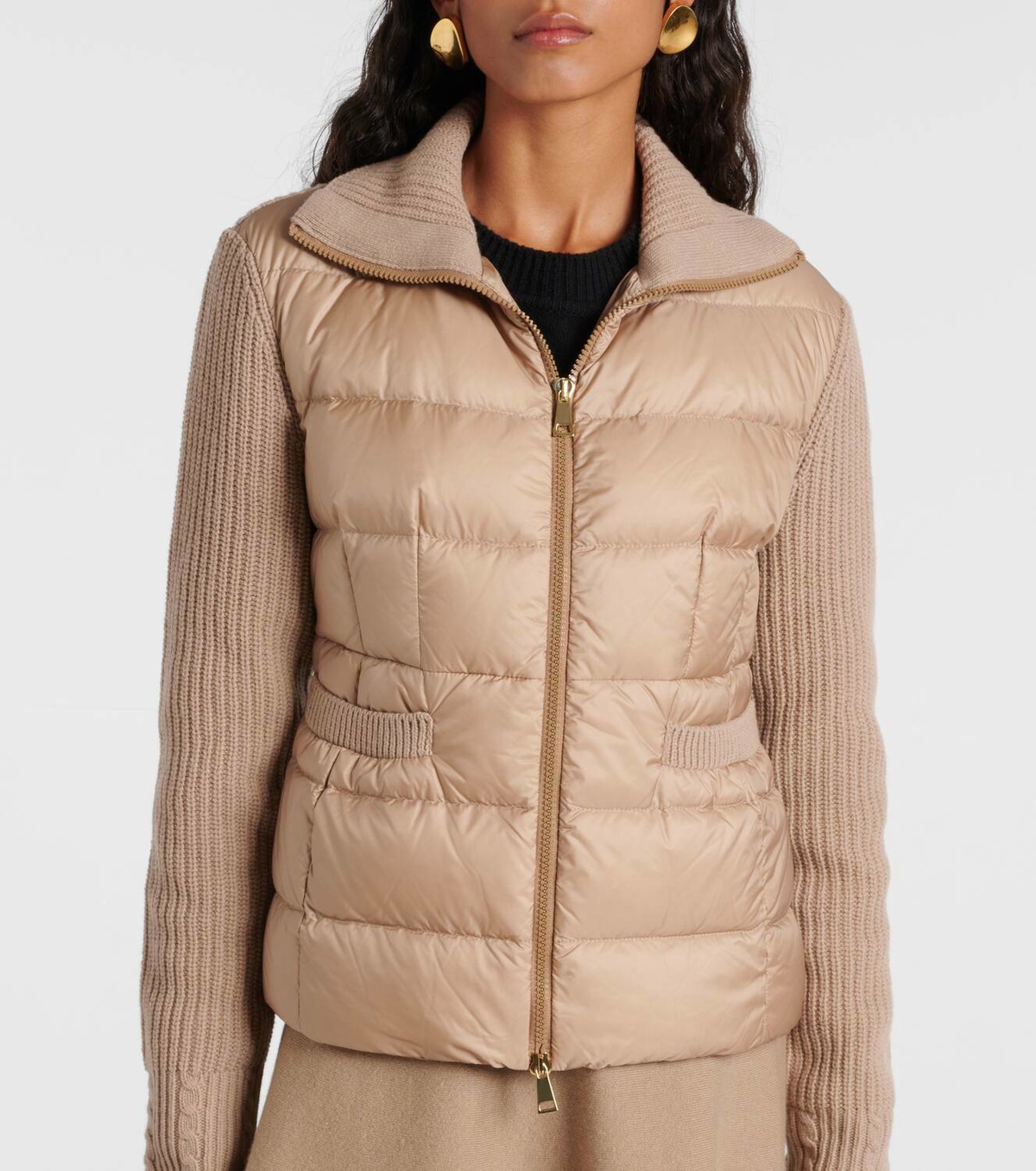 Moncler Down-paneled knitted wool jacket Moncler
