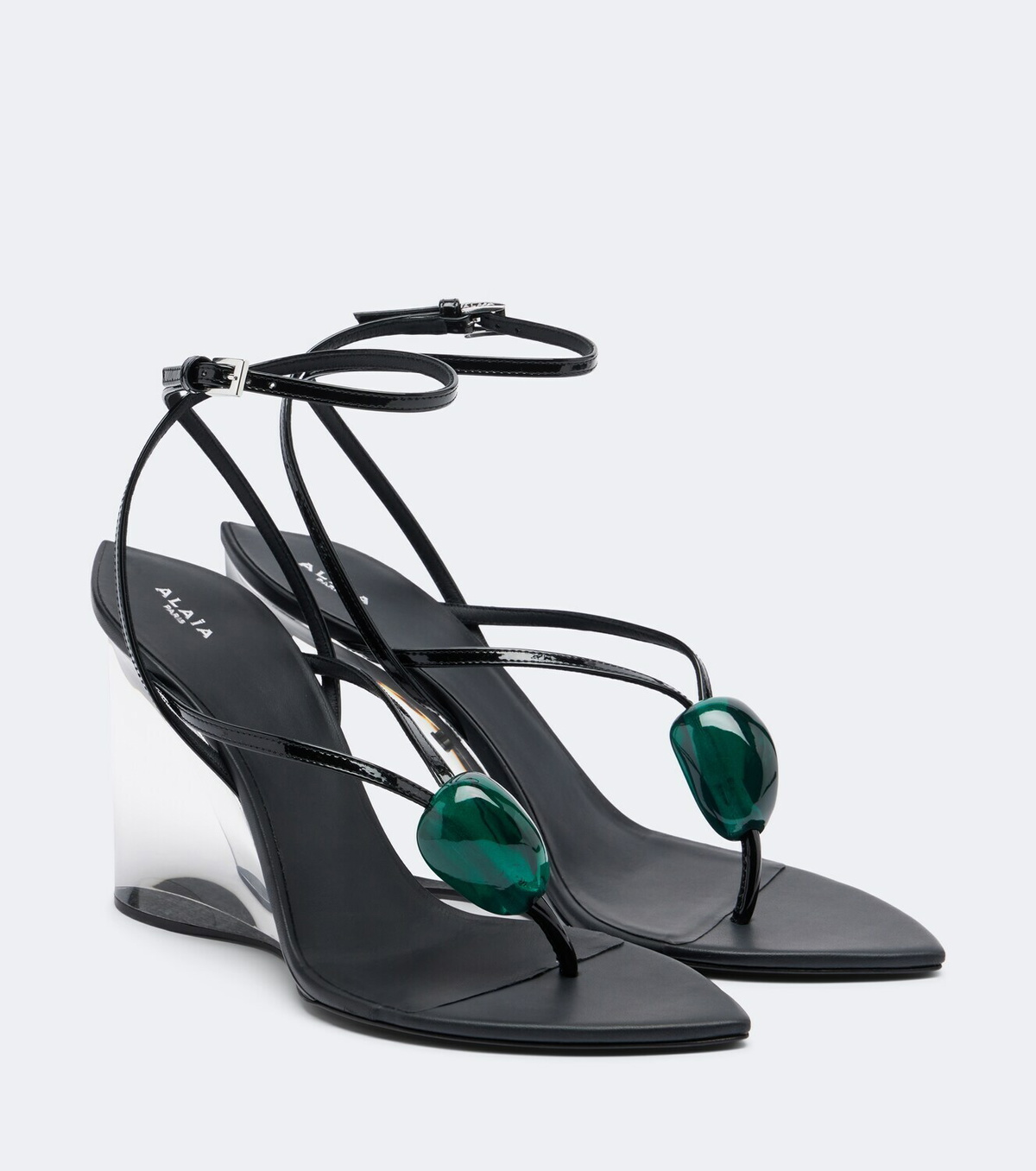 Alaïa Invisible Wedge leather thong sandals