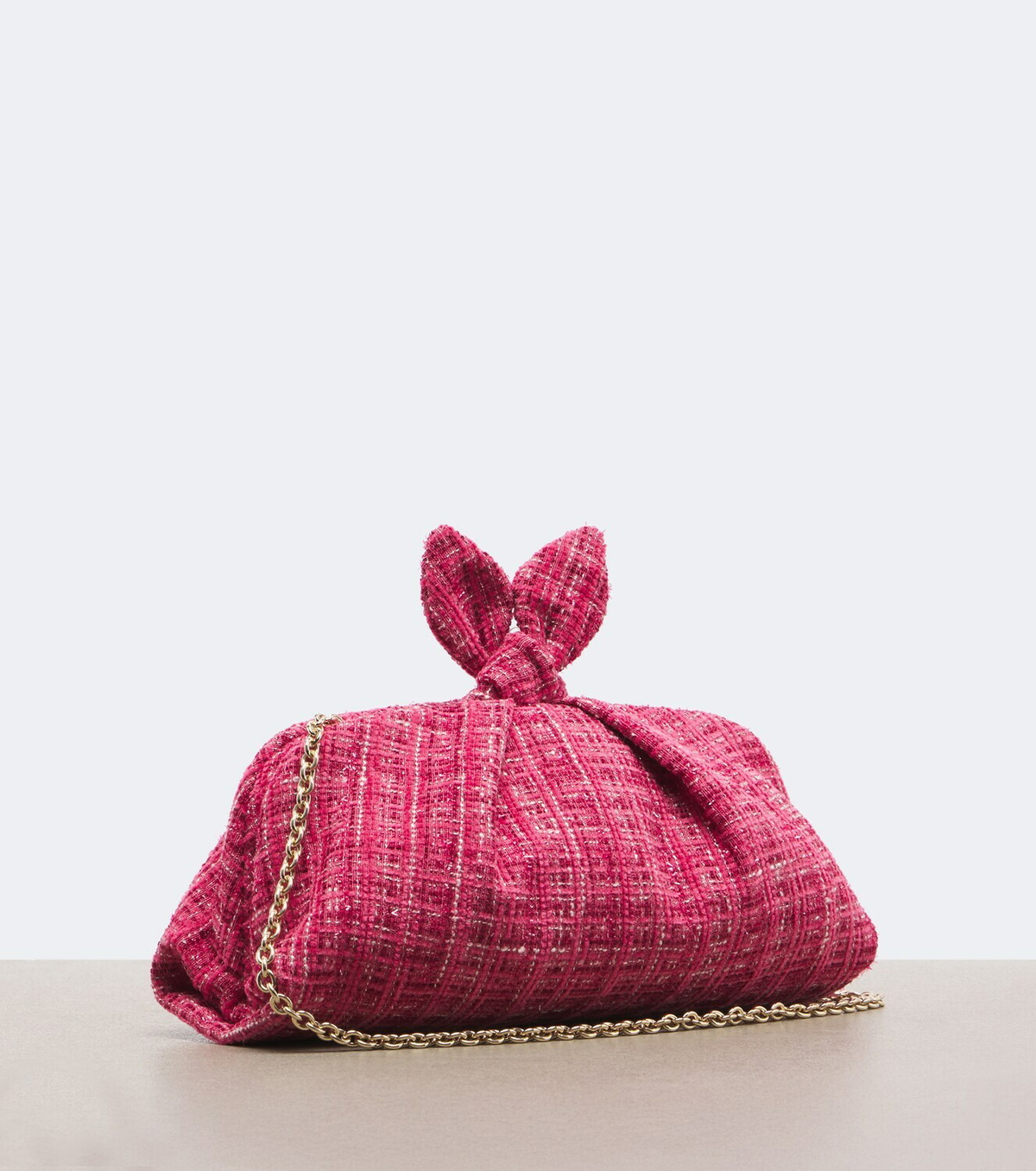 Aquazzura Bow Tie tweed clutch