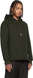 Thom Browne Khaki Loopback Oversized RWB Stripe Hoodie