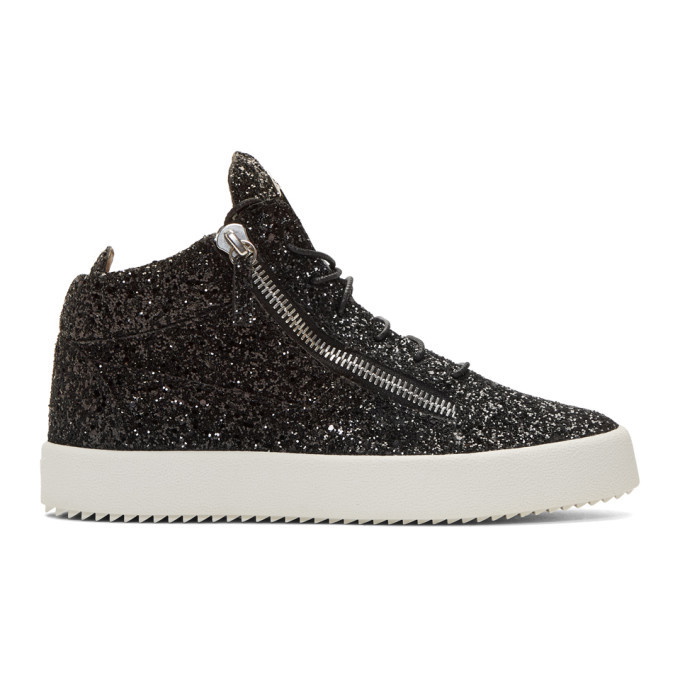 Photo: Giuseppe Zanotti Black Glitter May London High-Top Sneakers