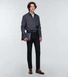 Berluti Leather-trimmed denim shirt