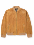 Versace - Logo-Embossed Suede Bomber Jacket - Brown