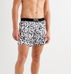TOM FORD - Velvet-Trimmed Leopard-Print Stretch-Silk Satin Boxer Shorts - White